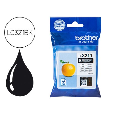 Tinteiro Brother Lc3211Bk Dcp-J572 / Dcp-J772 / Dcp-J774 / Mfc-J890 / Mfc-J895 Preto 200 Pag