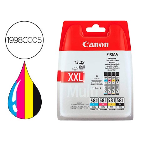 Tinteiro Canon Pgi-580/Cli-581 Xxl Pixma Para Ts6150 / Ts8150 /Tr7550 / Tr8550 Multipack Preto Amarelo Cian