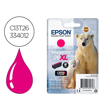 Tinteiro Epson 26Xl Xp600 / 605 / 700 / 800 Magenta 700 Pag