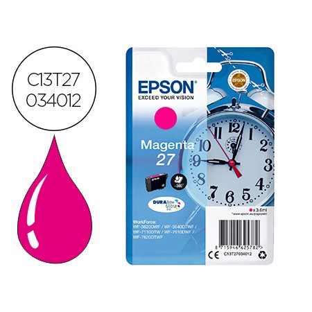 Tinteiro Epson 27 Wf-3620 / 711 0/ 7610 / 7620 Magenta 300 Pag