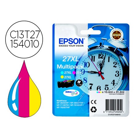 Tinteiro Epson 27 Xl Wf3620 / 7110 / 7610 / 7620 Pack Multicolor