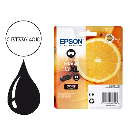 Tinteiro Epson 33 Xl Expression Premium Xp530 / 630 / 635 / 830 Preto 8,1 Ml 400 Pag