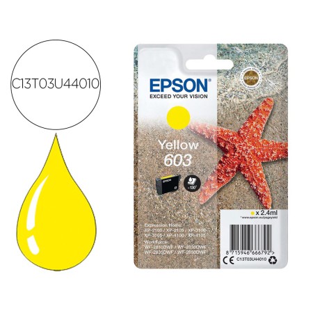 Tinteiro Epson 603 Xp-2100 / 2105 / 3100 / 4100 / Wf-2810 / 2830 / 2835 / 2850 Amarelo 130 Paginas