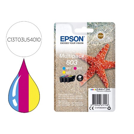 Tinteiro Epson 603 Xp-2100 / 2105 / 3100 / 4100 / Wf-2810 / 2830 / 2835 / 2850 Multipack 3 Cores Amarelo