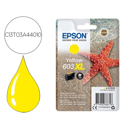 Tinteiro Epson 603Xl Xp-2100 / 2105 / 3100 / 4100 / Wf-2810 / 2830 / 2835 / 2850 Amarelo 350 Paginas