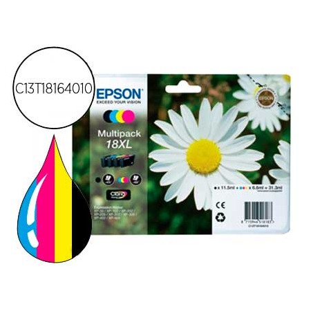 Tinteiro Epson Multipack T1816 Preto Amarelo Cian E Magenta Xp-102 Xp-205 Xp-305 Xp-405 Capacidade 470 Pag