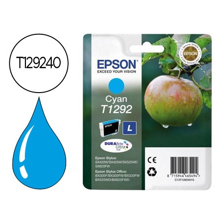 Tinteiro Epson Stylus T1292 Cian Sx420W / 425W / Office Bx305F / Bx320F Alta Capacidade