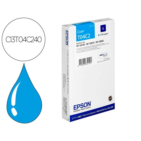 Tinteiro Epson T04C2 Cian 1700 Paginas