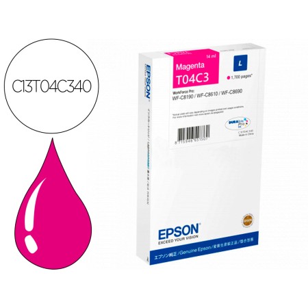 Tinteiro Epson T04C3 Magenta 1700 Paginas