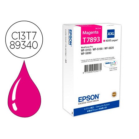 Tinteiro Epson T7893 Xxl Wf-5110 / 5190 / 5620 / 5690 Magenta Alta Capacidade