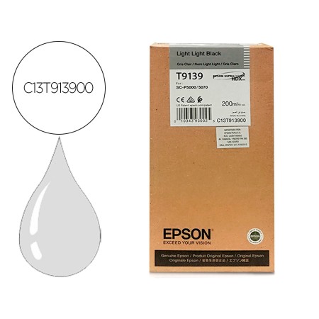 Tinteiro Epson T9139 Light Light Preto Ink 200Ml