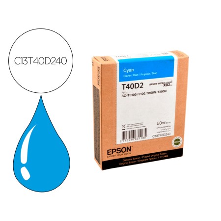 Tinteiro Epson Ultrachrome Xd2 Cian T40D240 Sc-T3100 / Sc-T5100 50 Ml