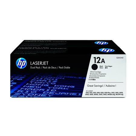 Toner Hp Laserjet 1010 1012 1015 1018 1020 1022 3015 3020 3030 3050 3052 3055 12A Preto Pack 2 2.000 Pag