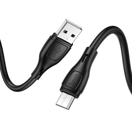 Cabo de Dados e Carregamento em Silicone USB-A / Micro USB, Hoco X61 - Preto