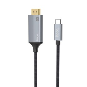 Cabo Adaptador Conversor USB-C para HDMI, Ultra HD 4K, Hoco UA13 - Cinzento Cabo Adaptador Conversor USB-C para HDMI, Ultra HD 4K, Hoco UA13 - Cinzento