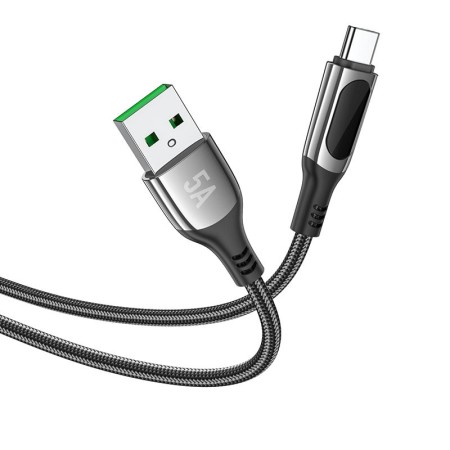 Cabo de Dados e Carregamento USB para Tipo-C, Hoco S51 5A Extreme - Preto