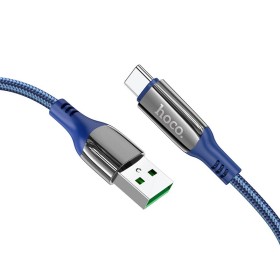 Cabo de Dados e Carregamento USB para Tipo-C, Hoco S51 5A Extreme - Azul Cabo de Dados e Carregamento USB para Tipo-C, Hoco S51 5A Extreme - Azul