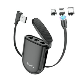 Estojo com Cabo de Carregamento USB, com Ponta Magnética Tipo-C, Micro USB e Lightning, Hoco S50 3-in-1 - Preto Estojo com Cabo de Carregamento USB, com Ponta Magnética Tipo-C, Micro USB e Lightning, Hoco S50 3-in-1 - Preto