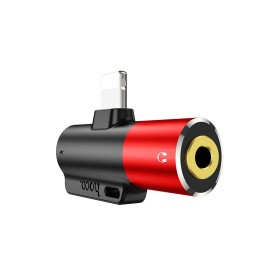 Adaptador Lightning para Jack 3.5mm, com Porta Lightning para Carregamento, Hoco LS32 - Vermelho Adaptador Lightning para Jack 3.5mm, com Porta Lightning para Carregamento, Hoco LS32 - Vermelho