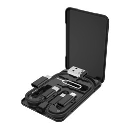 Estojo com Cabo de Carregamento Tipo-C, com Pontas USB, Micro USB, Tipo-C e Lightning, Hoco U86 - Preto Estojo com Cabo de Carregamento Tipo-C, com Pontas USB, Micro USB, Tipo-C e Lightning, Hoco U86 - Preto