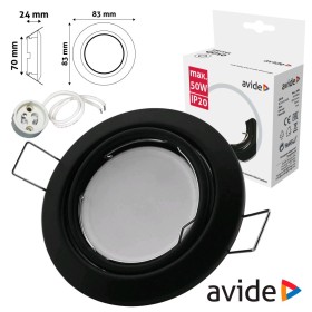 Aro Redondo Ajustável Cónico Preto P/ Mr16-Gu10 Avide