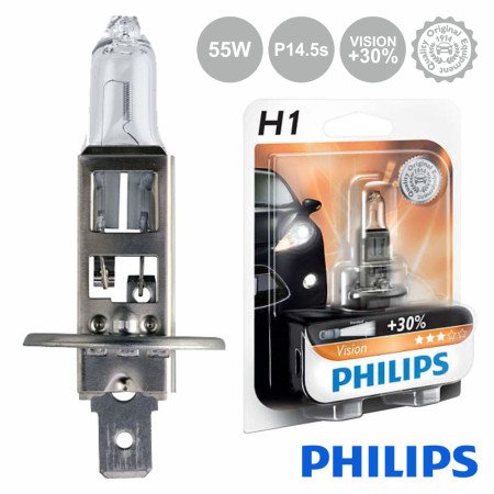 Lâmpada P/ Automóvel 12V H1 P14.5S 55W Vision+30 Philips