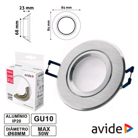 Aro Redondo Fixo Alumínio P/ Mr16-Gu10 Avide