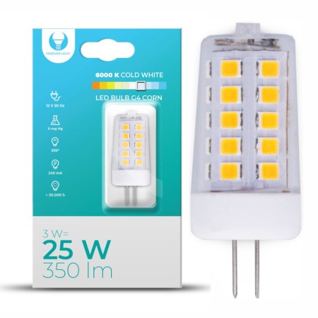 Lâmpada G4 3W 12V Corn 6000K 350Lm