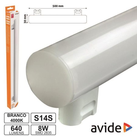 Lâmpada Tubular 8W 50Cm Leds S14S 4000K 640Lm Avide