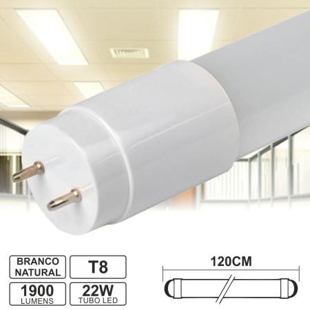 Lâmpada Tubular 22W 120Cm Leds T8 4000K 1850Lm