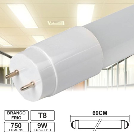 Lâmpada Tubular 9W 60Cm Leds T8 6500K 750Lm