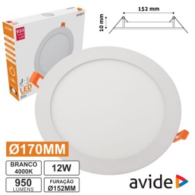 Painel Leds Redondo 12W 170Mm 4000K 950Lm Avide