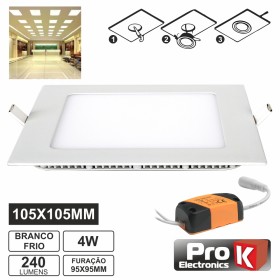 Painel Leds Quadrado 4W 105Mm Branco Frio 240Lm Prok