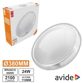 Aplique Led Redondo Teto 24W 380Mm 4000K 2100Lm Avide