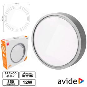 Painel Leds Redondo 12W 222Mm 4000K 850Lm Ip54 Avide