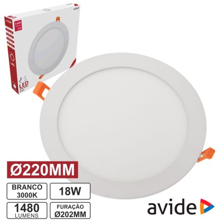 Painel Leds Redondo 18W 220Mm 3000K 1480Lm Avide
