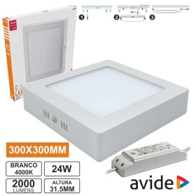 Painel Leds Quadrado Superfície 24W 300Mm 4000K 2000Lm Avide