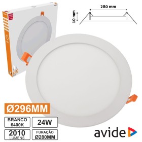 Painel Leds Redondo 24W 296Mm 4000K 2000Lm Avide
