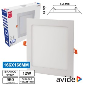 Painel Leds Quadrado 12W 166Mm 6400K 960Lm Avide