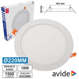 Painel Leds Redondo 18W 220Mm 6400K 1500Lm Avide