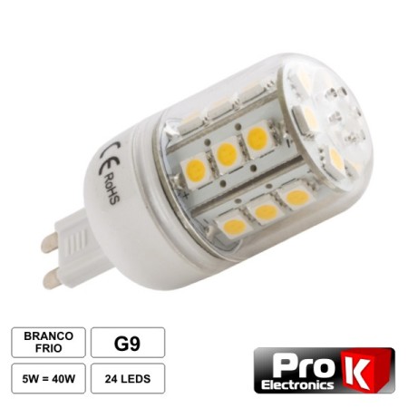 Lâmpada G9 5W 12V 24 Leds Smd 5050 Branco Frio
