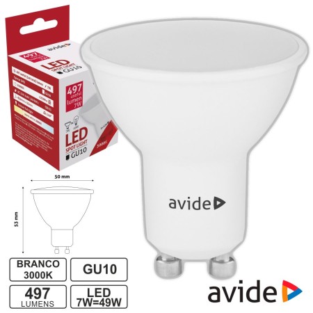 Lâmpada Led Gu10 Spot 7W 230V 3000K 497Lm Avide