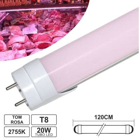 Lâmpada Tubular 20W 120Cm Leds T8 Rosa P/ Talho
