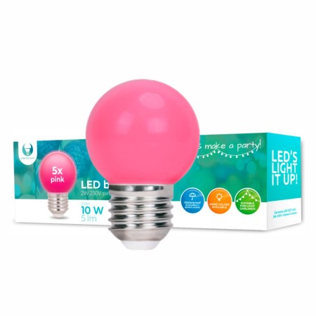 Conjunto 5 Lâmpadas E27 2W10W 230V Led Rosa