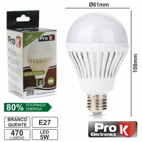 Lâmpada E27 5W25W 230V 18 Leds Globo Branco Quente 470Lm Pr