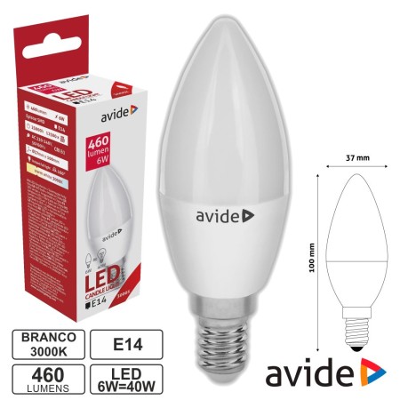Lâmpada Led E14 Vela 6W 230V 3000K 460Lm Avide