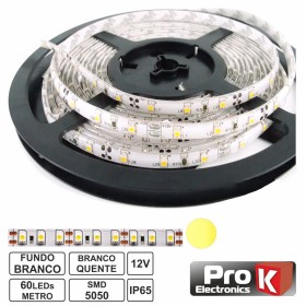 Fita 300 Leds 5050 Impermeável Branco Quente 12V 5M Prok