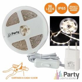 Fita 96 Leds 3528 Branco Natural E Alimentador 3M Party Fita 96 Leds 3528 Branco Natural E Alimentador 3M Party