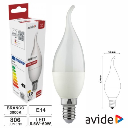 Lâmpada Led E14 Vela 6.5W 230V 3000K 806Lm Avide
