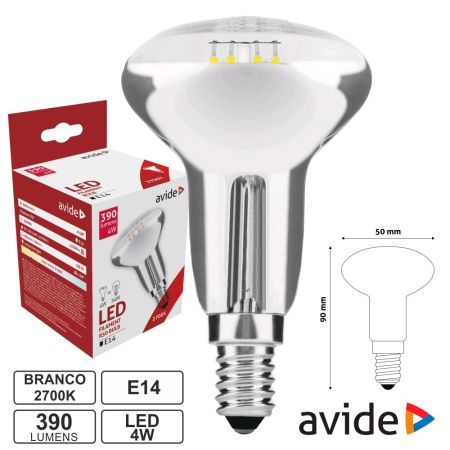 Lâmpada Led E14 R50 Filamento 4W 230V 2700K 390Lm Avide